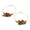 French Retro Tiger's Eye Earrings: Titanium Steel with 18K Gold, Non-Fading Natural Stone, Elegant Brown Design.