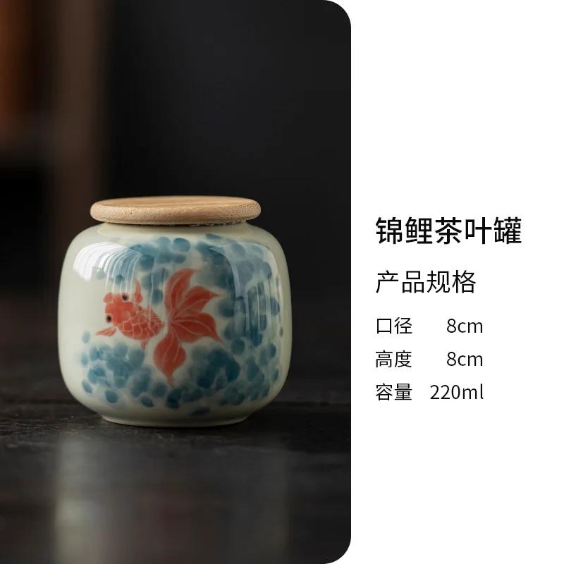 1PCS Chinese Style Ceramic Hand Painted Tea Jar Household Small Portable Sealed Moisture-proof Tea Storage Bottle 2025 New