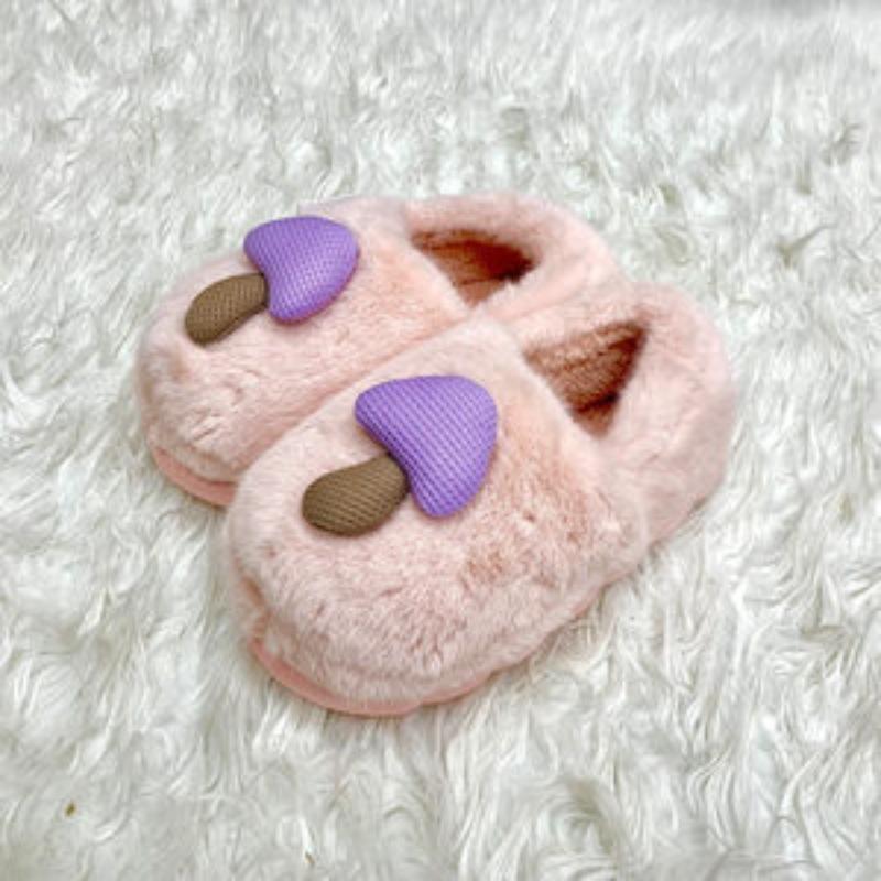

New winter autumn and winter thick-soled cute mushroom couple indoor thickened household v Mao Mao cotton shoes women 33-34 розовый