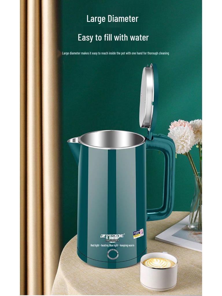 Durable Stainless Steel Electric Kettle - Large Capacity, Insulated, Thermostatic, New Model for Home Use