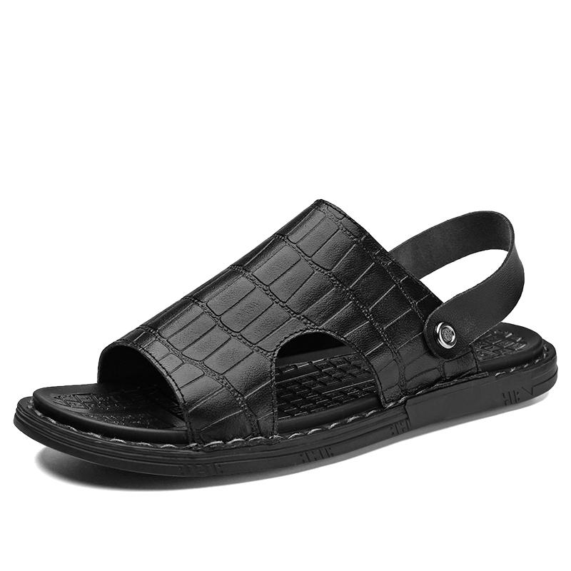 Кожаная мужская повседневная летняя обувь Нескользящие туфли для вождения Модные пляжные — фото 9