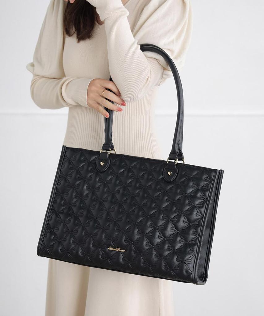 SecretDoor Black Tote Bag for Women, Stylish and Cute, A4 Size, Wide Gusset, Self-Standing, Zippered, Handbag, Shoulder Bag, or Crossbody Bag,