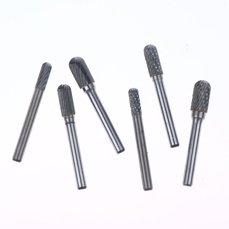 Tungsten Carbide Rotary File Burr Style C Ball Nose Cylinder 6Mm 1/4 Shank Mould Carving Tools Single Cut Milling Cutter