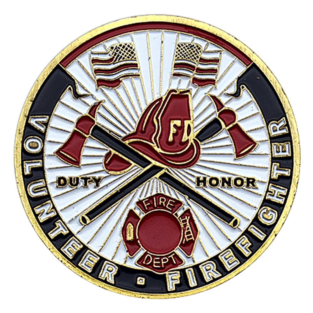 Volunteer Firefighters Challenge Coin Honor Badge Bronze Medal Commemorative Medal Home Decoration Festival Gift Souvenir