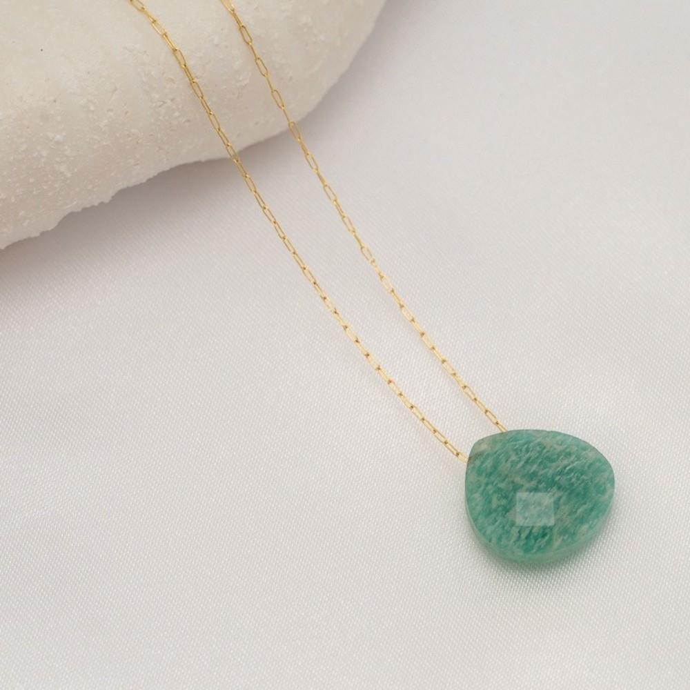 Minimalist Stone Necklace Stainless Steel Collarbone Chain Waterdrop Pendant Necklace Girls