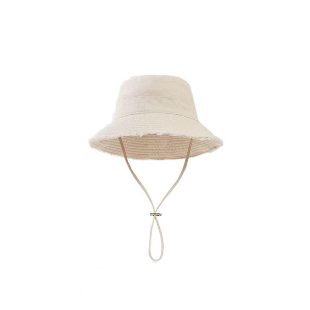 Solid Color Rough Edge Fisherman Hat Wide Brim Bucket Hat Fashion Outdoor Sun Hat  Male