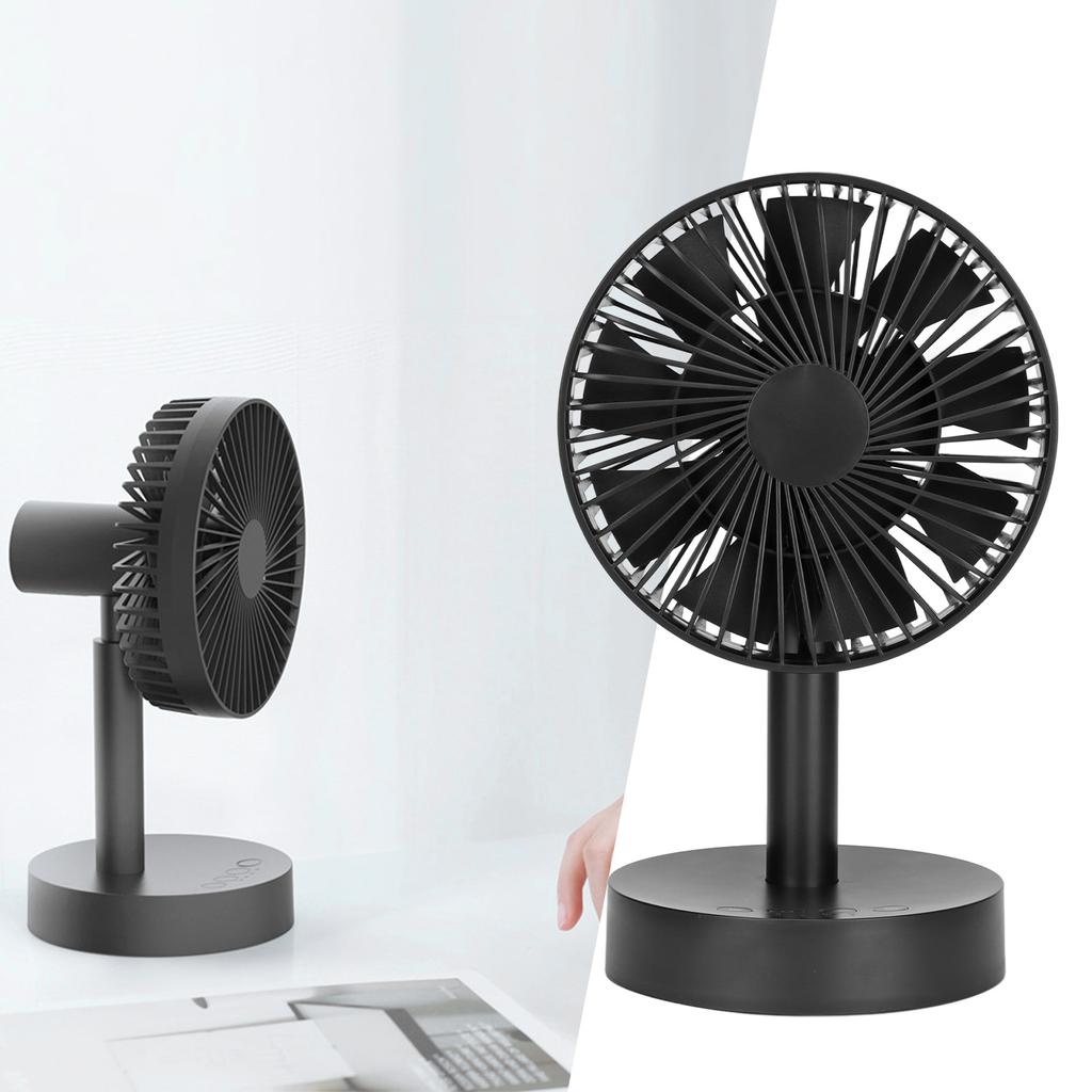 Desk Fan USB Charging 3 Speeds Strong Airflow 90 Degree Head Shaking 4 Timeing Modes Desktop Small F