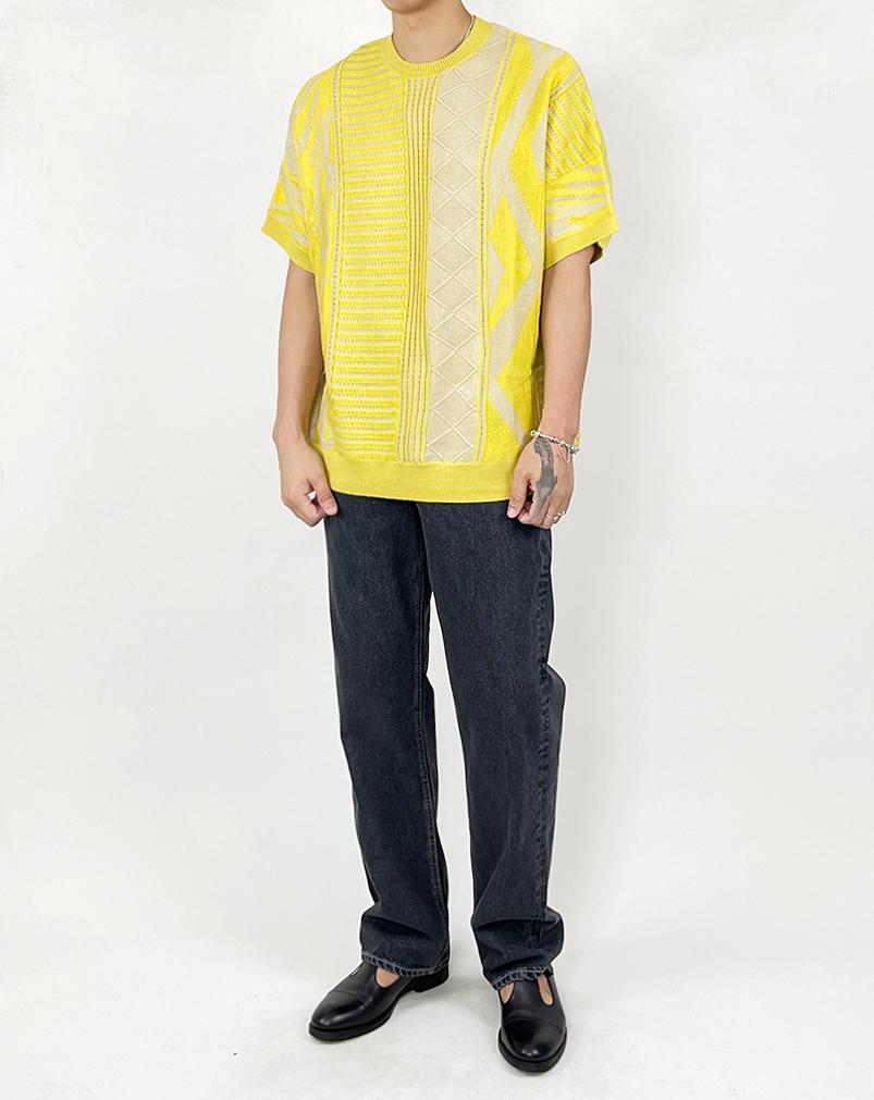 A MADE Weaving Mix Cable Oversized Knit (Butter Yellow)