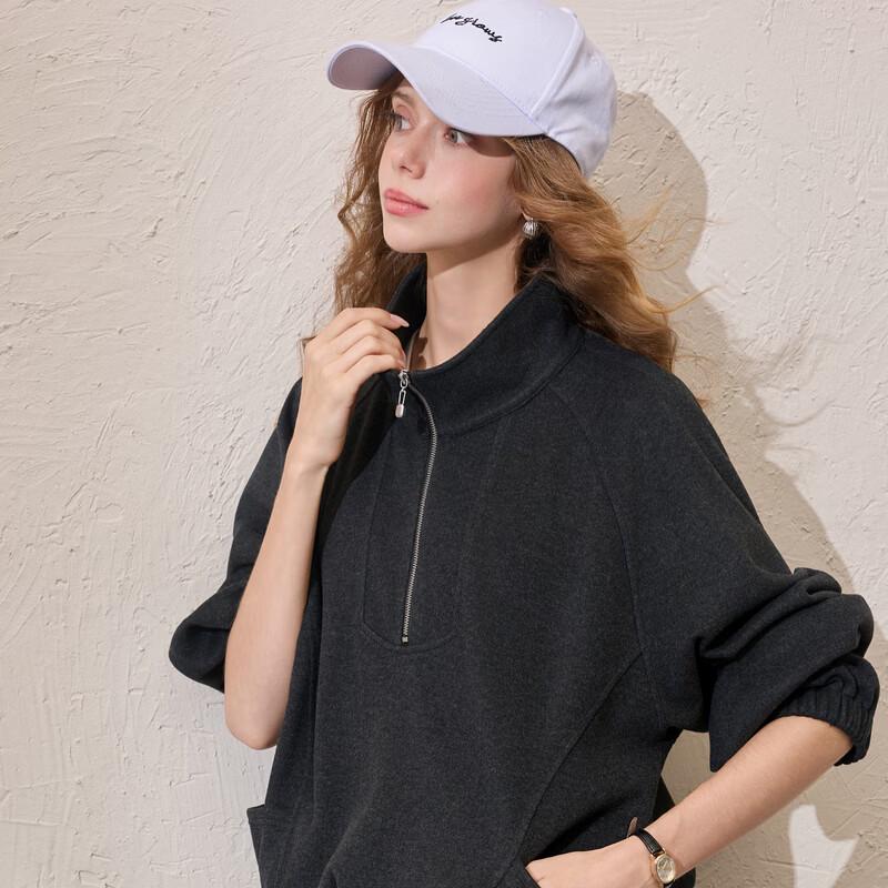 Women's Stand Collar Zipper Long Sleeve Sweatshirt