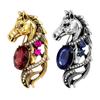 1/2 szt. Broszka Metalowa przypinka z motywem głowy konia z błyszczącymi cyrkoniami Owalne kolorowe sztuczne kryształy Zapięcie Odznaka Kurtki Szaliki Torby Akcesoria