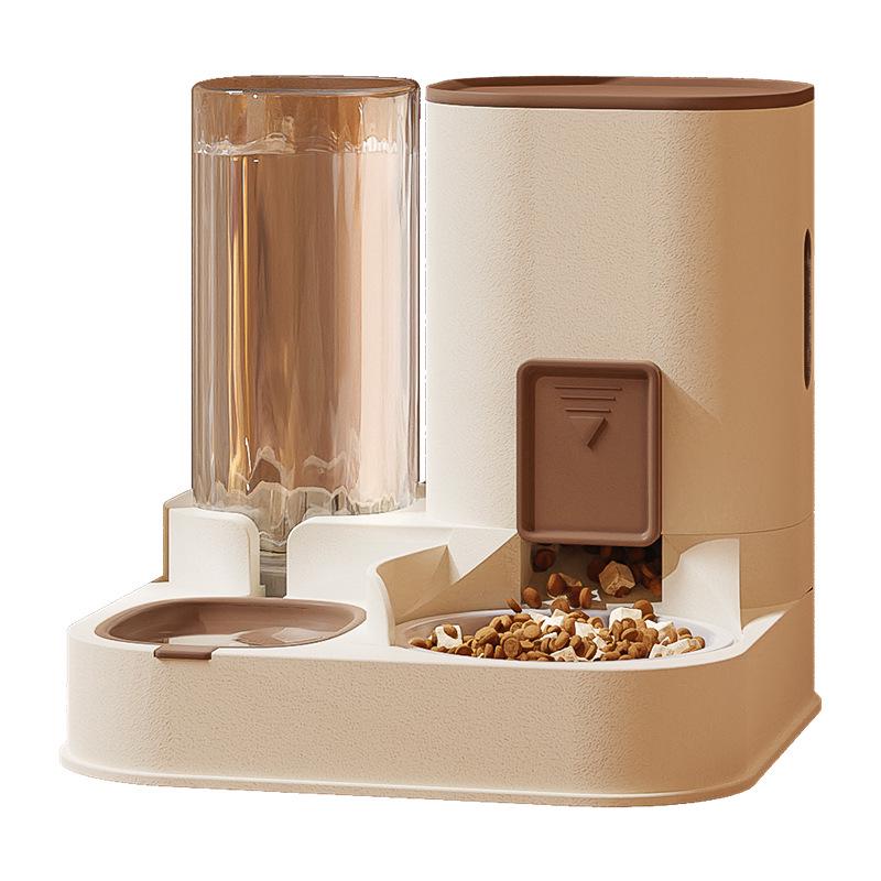 Automatic Dual-Use Pet Feeder & Water Dispenser with Large Ceramic Double Bowls for Cats and Dogs