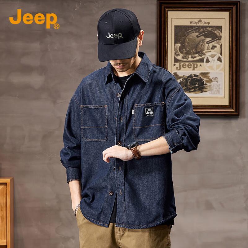 JEEP Men's Casual Denim Long-Sleeve Shirt