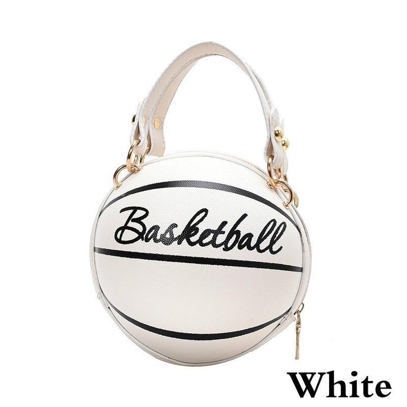 Basketball Handbag Small Round Bag Basketball Bag Letter Printing Shoulder Bag