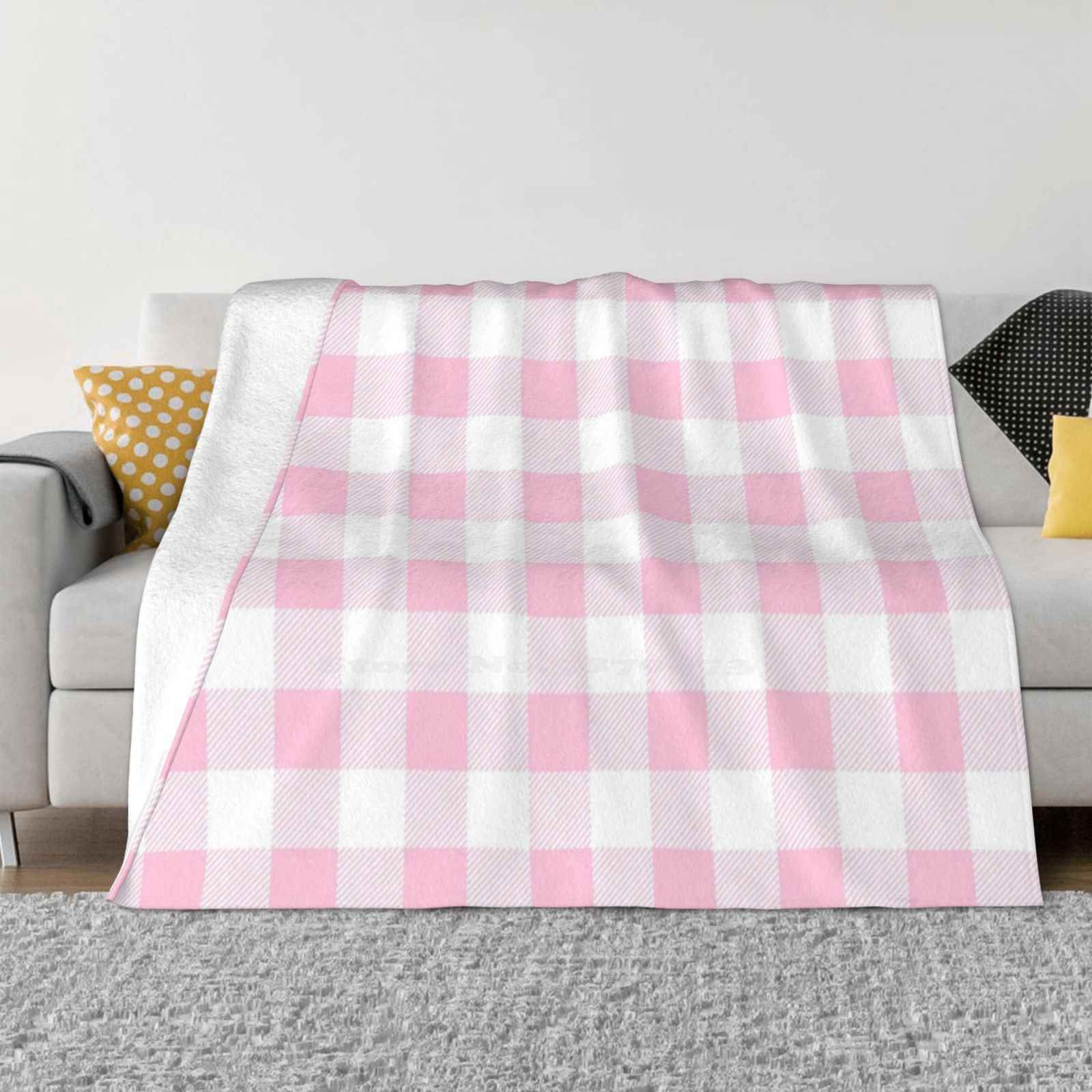 

Pastel Pink And White Buffalo Plaid Pattern Hot Sale Printing High Qiality Warm Flannel Blanket Pastel Pink Pink And White 30x40in