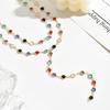 Colorful Crystal Metal Collarbone Necklace - Long Gold-Plated Necklace for Women
