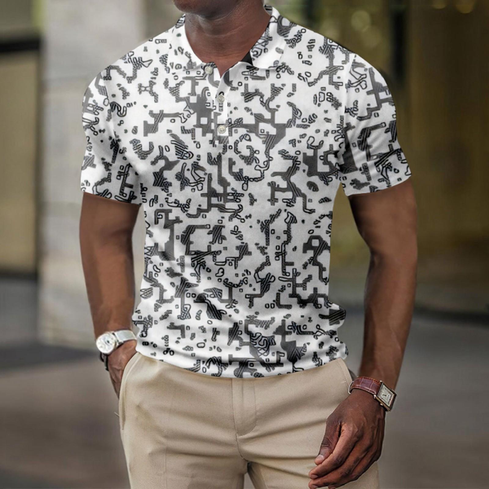 

Мужская летняя рубашка для гольфа с принтом Botton, короткий рукав, мужская повседневная модная рубашка XXXL