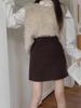 2023 New Korean Style High-Waist Black Woolen A-Line Skirt for Petite Women