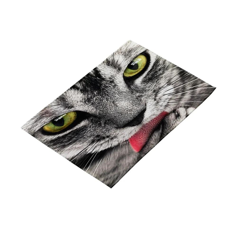 Tryckt Söt Kattansikte Bordstablett Halkfri Värmetålig Tvättbar Köksbord Tallrik Skål Underlägg Barnens Duk