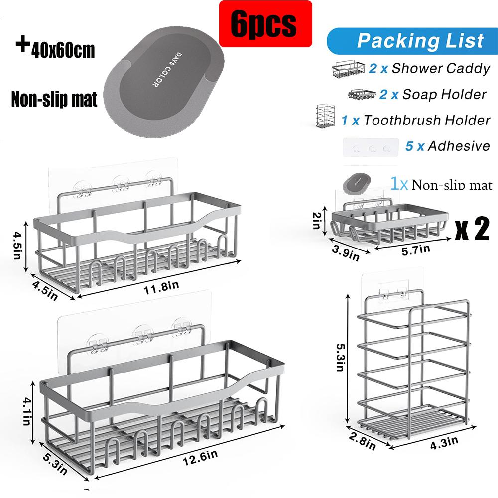 Punch-free Bathroom Rack, Wall-mounted Shampoo Storage Rack, Rust-proof Stainless Steel Bathroom Organization Accessories
