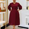 New spring fashion temperament elegant solid color A-shaped dress large size dress