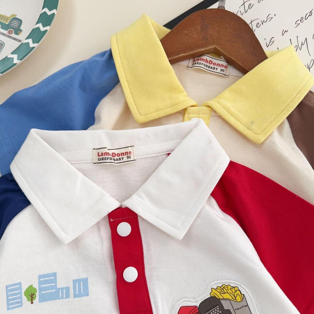 2026 Summer Cartoon Lapel Toddler Boys' Short Sleeve T-shirt