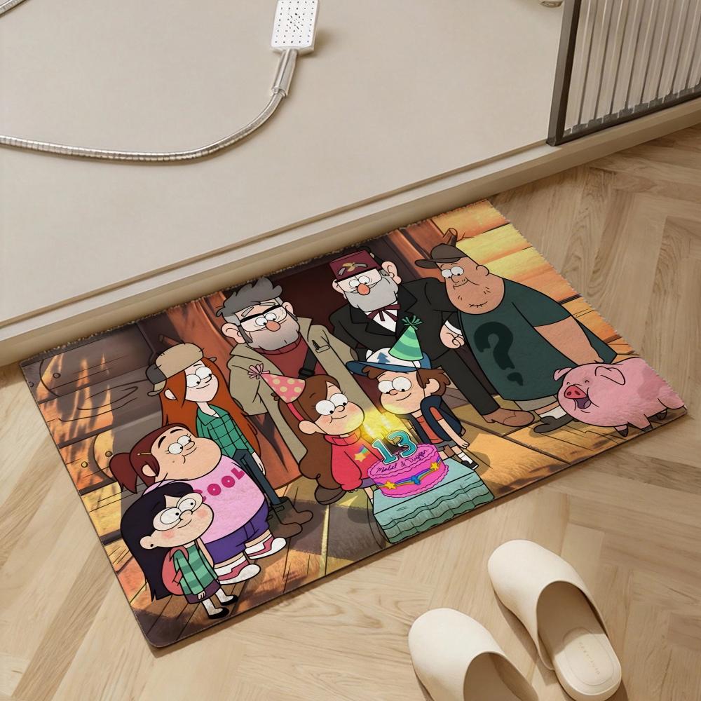 G-gravity F-falls Anime Floor Mat Thickened Soft Flannel Mat Non-Slip Absorbent for Living Room Home Decor