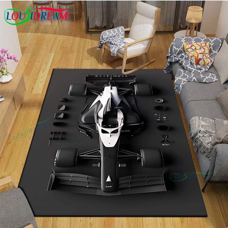 2026 Hot Fashion Racing Car Print Flannel Carpet Outdoor Rug Area Rug Non-slip Carpet Bedroom Decor Carpet for Kids Luxury Gift
