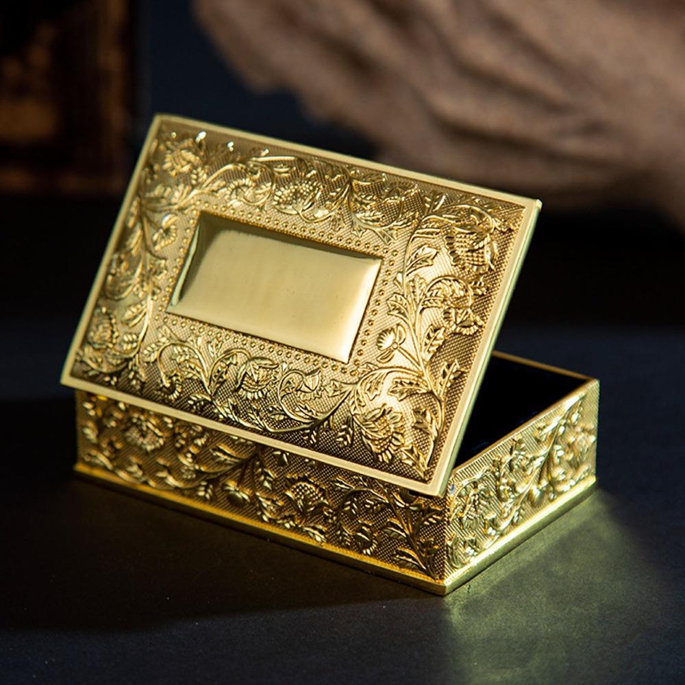 Gold Trinket Storage Box Zinc Alloy Metal Jewelry Box Jewelry Boxes Keepsake Box For Ladies