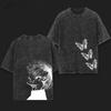 Anime Vintage Washed Butterfly Tee Minimal Anime Shirt Oversized Highend Luxury Washed Unisex  High Quality Comfortable Top