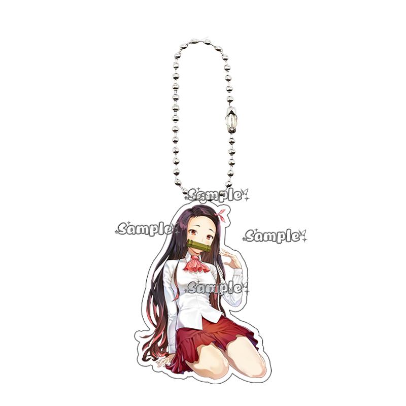 Anime Fashion Kamado Nezuko Cartoon Acrylic Keychain Pendant Charm Bag 5cm Jewelry Accessories Key Ring Gifts Toys for Friends
