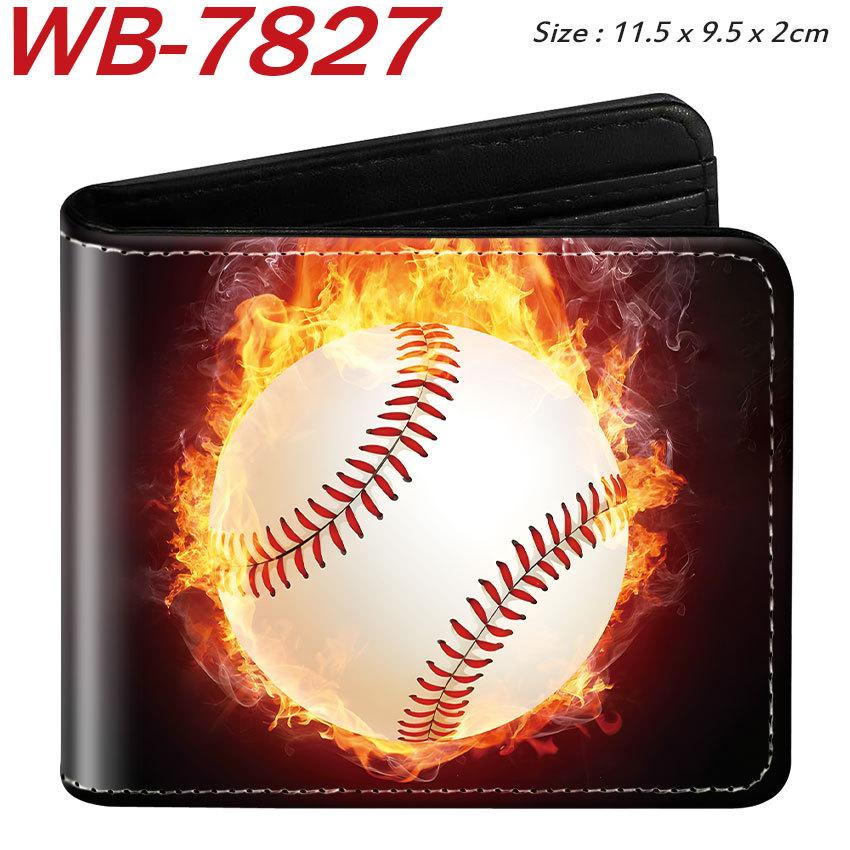 Sports Theme Basketball Football Baseball Print Short Wallet Large Capacity Coin Purse Card Holder for Students PU Leather 1pcs