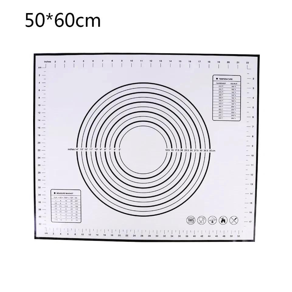 Various Size Silicone Kneading Pad Non-Stick Surface Rolling Dough Mat with Scale Kitchen Cooking Pastry Sheet Oven Liner Bakeware