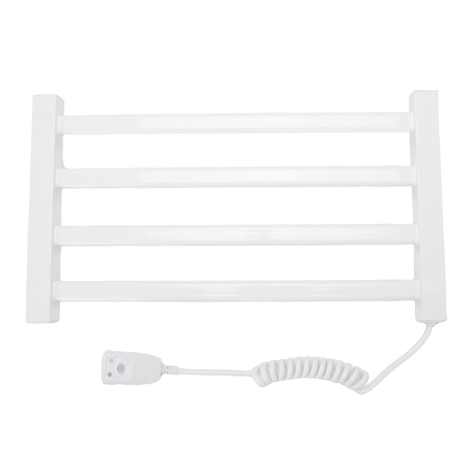4 Stangen Handdoekwarmer Rek IPX4 Waterdicht Wandmontage Handdoekverwarmer Rek Aluminiumlegering voor Badkamer Wit 55x30cm