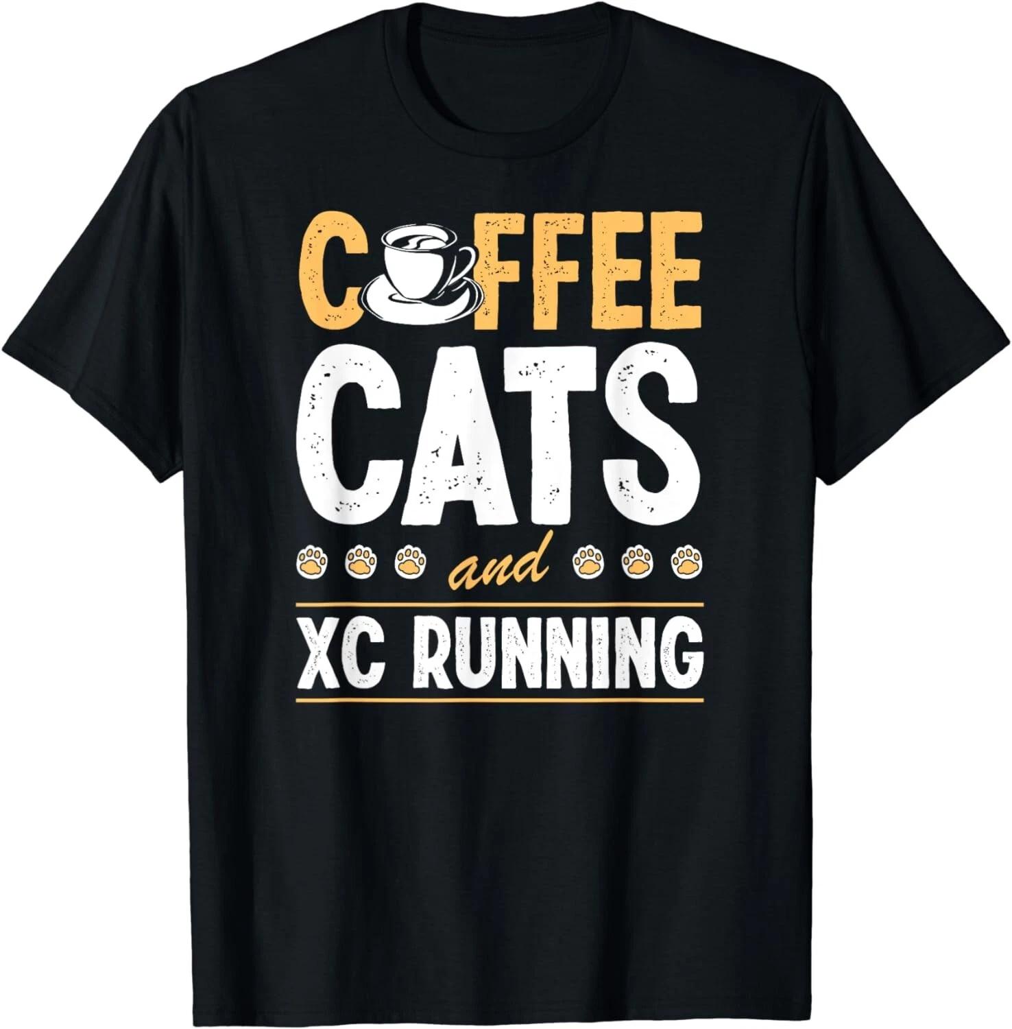 Coffee Cats And Cross Country Running Cute XC Running Gift Unisex T-Shirt 4XL