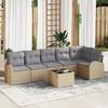 VidaXL 7-piece Garden Sofa Set with Cushions In Black Poly Rattan 3346070