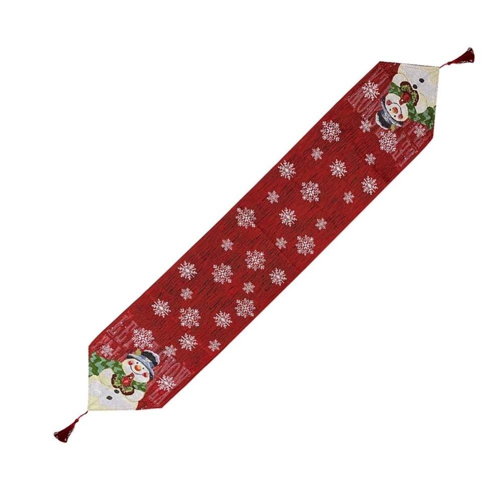 Red Christmas Table Runner Tree Santa Claus Tablecloth Flower Linen Table Cover  Christmas Eve