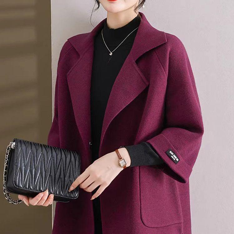 2025 Winter Plus Size Double-Sided Fleece Jacket for Middle-Aged Women - Mid-Length Autumn/Winter Coat