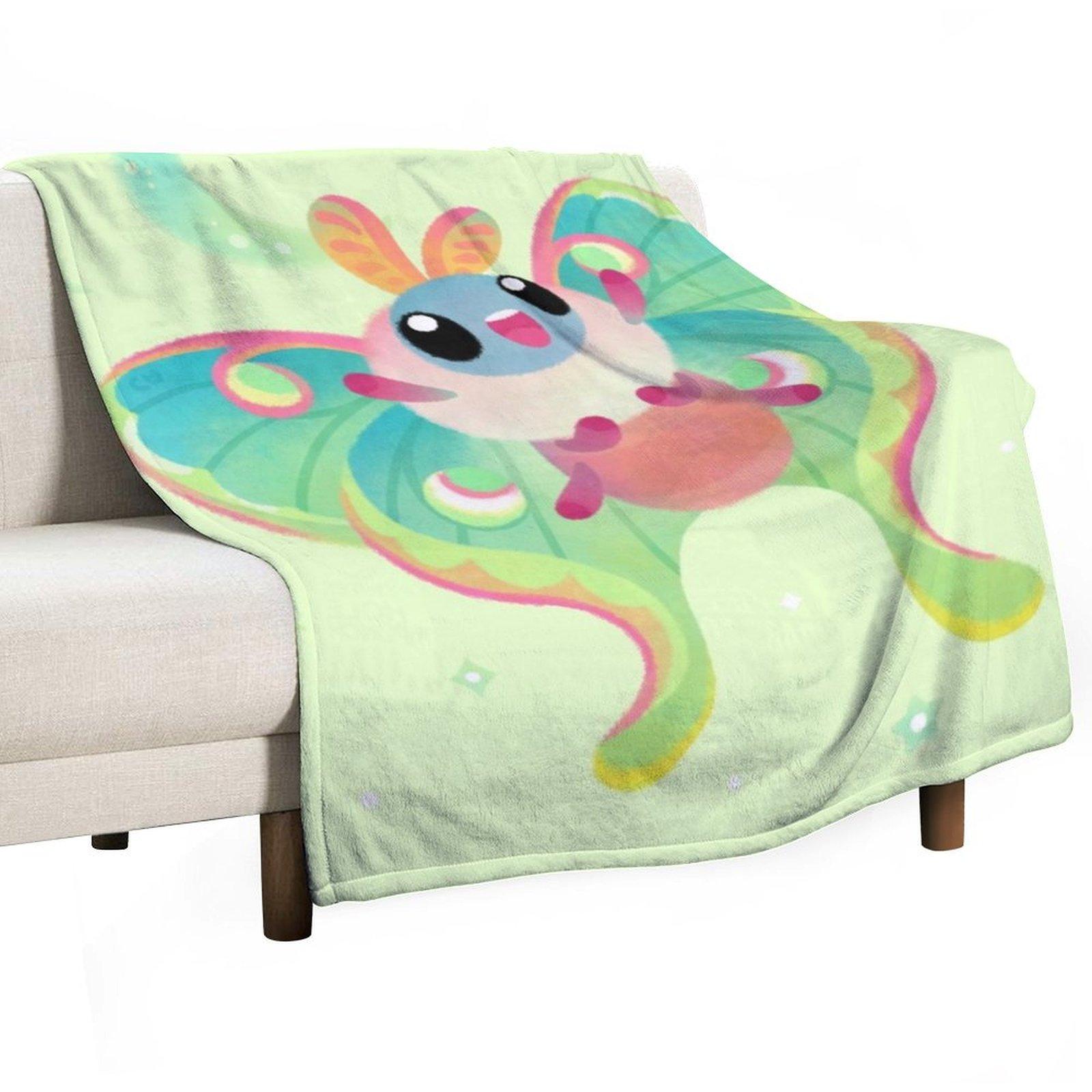 Luna Moth Throw Blanket Flannel Fabric Personalized Gift For Sofa Thin Tourist Blankets 30x40in