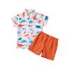 Kids Dinosaur Shirt Set Summer Boys Casual Short-sleeved Shorts Solid Color Set