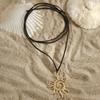 Bohemian Style Large Conch Mermaid Pendant Choker Drawstring Tie Sunflower Collarbone Necklace