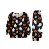 Family Matching Pajama Set with Halloween Print Button Collar for Parents and Kids