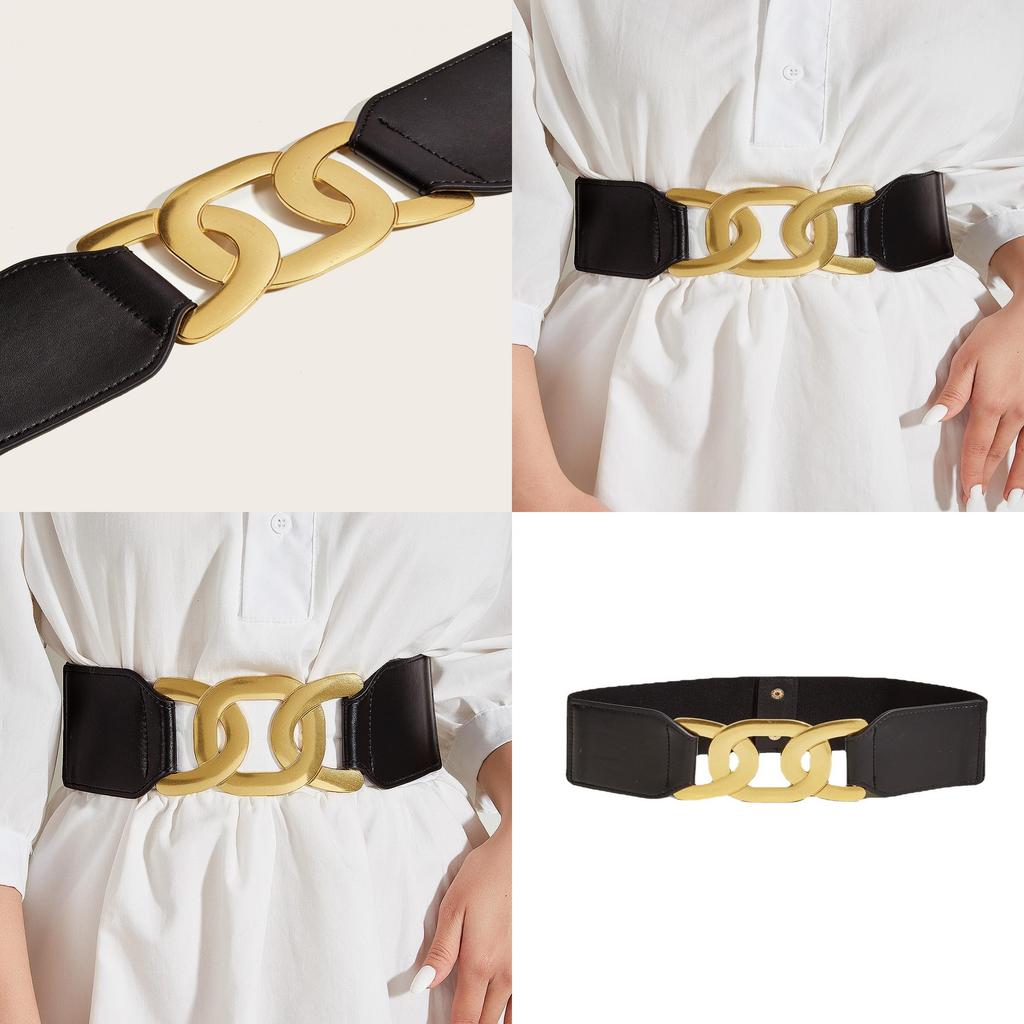 Trendiger Europäischer Und Amerikanischer Stil Breiter Gürtel Für Damenmantel Kleid Dekoration Elastischer Bund Mit Legierungsschnalle