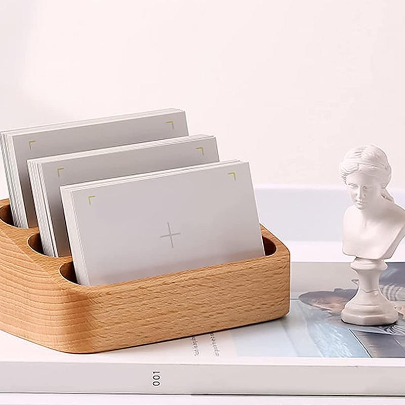 1pcs Wooden Business Card Box Creative Desktop Large Capacity Display and Storage Front Desk Business Card Holder
