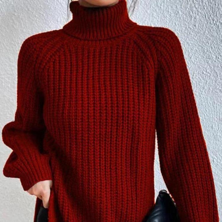 Women's Knitted Shirt High Collar Long Sleeve Soft and Comfortable Medium Long Shoulder Insert Stylish Wear Autumn Winter New