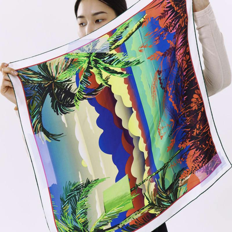 ONSZ Tropical Landscape Silk Scarf