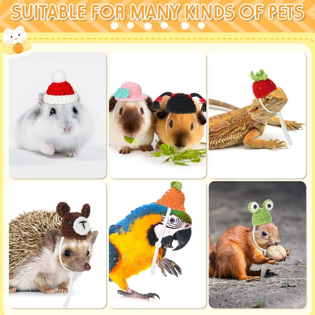 Silkfly 12 Pcs Hamster Hats Mini Hats for Snakes Small Animals Guinea Pig Hamster Clothes for Lizards Bearded Dragons Holiday Party Costume
