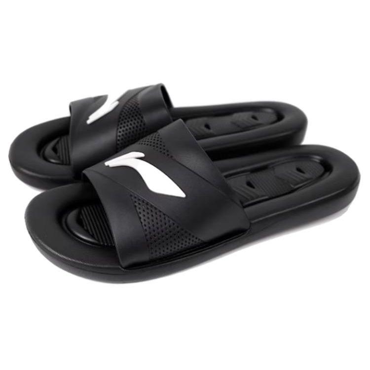 Li-Ning Comfortable Versatile EVA Rubber Sole Silent Slide Sandals Men Footwear Black White LNXT927-1