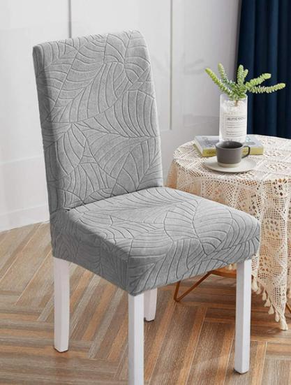 Light Gray Velvet Jacquard Patterned Elastic Chair Cover [21Zd]