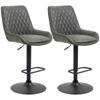 Bar Stool Kitchen Stool Designer Stool, Height-Adjustable, with Footrest, 51 cm x 59 cm x 117 cm, Dark Gray + Black