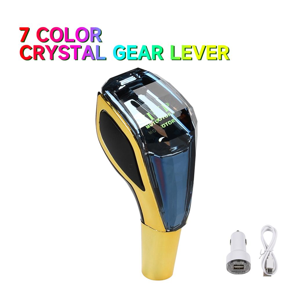 Car Universal Crystal Handle Gear Shift Knob Kit With LED 7 color For Toyota Lada Lexus Mazda VW KIA Interior Accessories